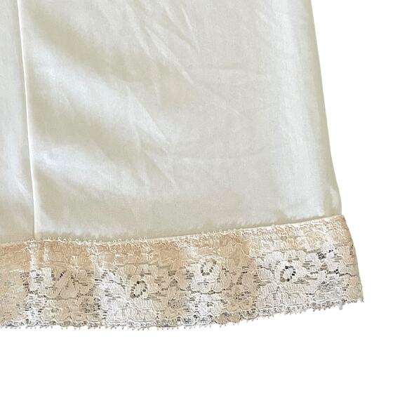 VINTAGE Satin & Lace Slip Dress Beige Size XS Lingerie Lace Bust Lace Trim - Picture 5 of 6